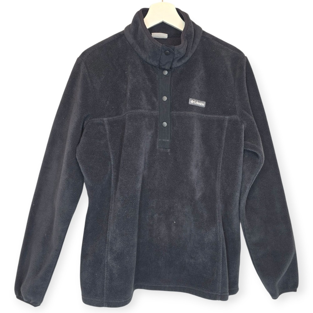 COLUMBIA Women Pullover Fleece II Benton Springs Half Snap Black Sz XL Gorpcore - Picture 2 of 11